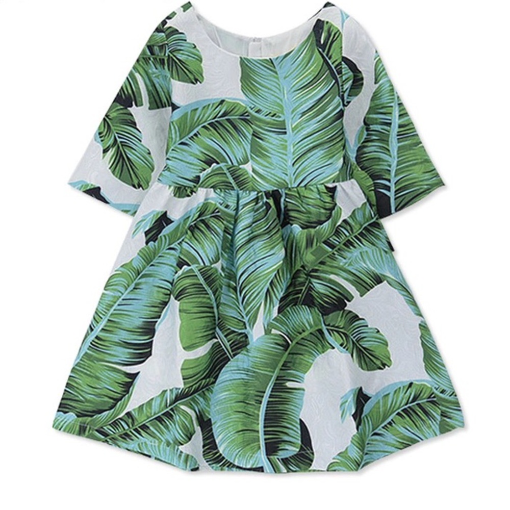 🍃 Green leaves dress for toddlers🍃